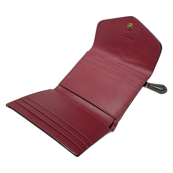 Auth COACH Wyn Small Wallet C3161 Dark Brown Brown Black PVC Leather - - Picture 4 of 5